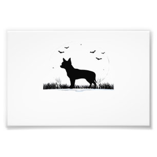 Chihuahua Dog � Halloween Moon Silhouette Classic Photo Print