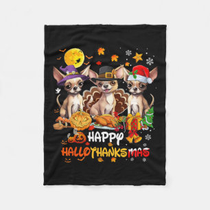 Chihuahua Dog Happy Halloween Thanksgiving Merry C Fleece Blanket