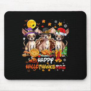 Chihuahua Dog Happy Halloween Thanksgiving Merry C Mouse Pad