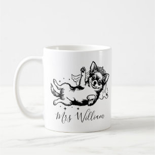 Chihuahua Dog Illustration, Custom Name Wedding Coffee Mug