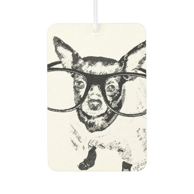 Chihuahua Dog Illustration Drawing Car Air Freshener (Front)