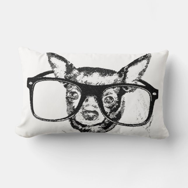 Chihuahua Dog Illustration Drawing Lumbar Cushion (Front)