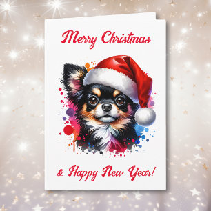 Chihuahua Dog in Santa Hat Christmas   Card