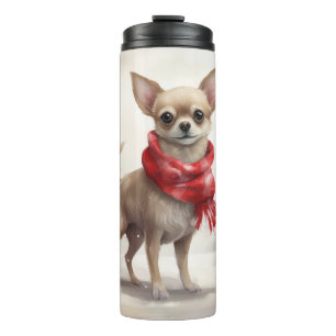 Chihuahua Dog in Snow Christmas  Thermal Tumbler