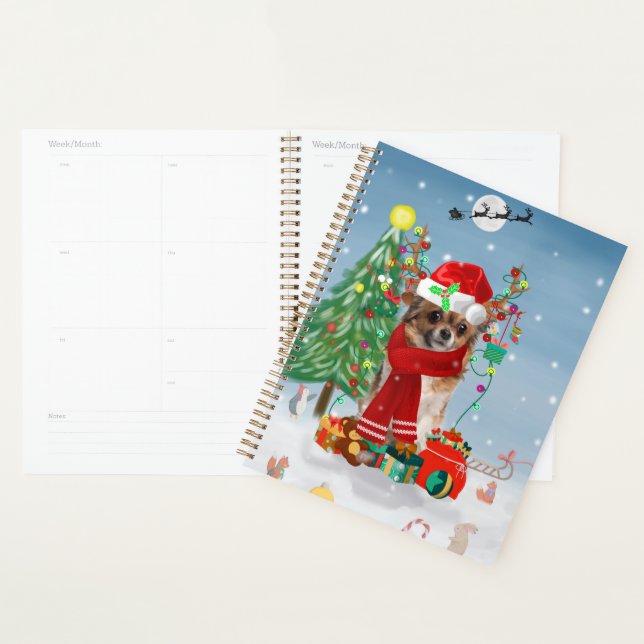 Chihuahua Dog in Snow with Christmas Gifts  Planner (Display)