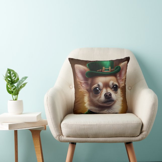 Chihuahua Dog in St. Patrick's Day Dress  Cushion (Chair)