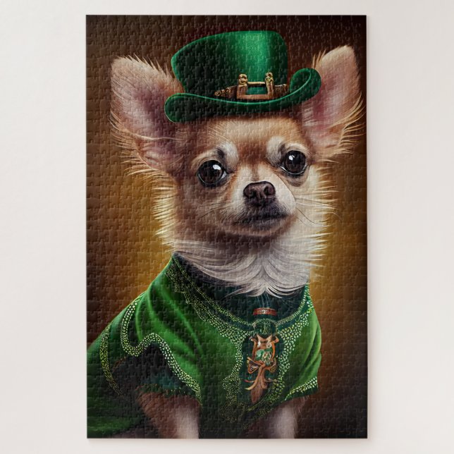 Chihuahua Dog in St. Patrick's Day Dress Jigsaw Puzzle (Vertical)