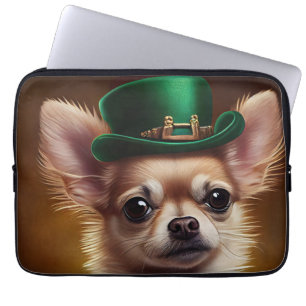 Chihuahua Dog in St. Patrick's Day Dress Laptop Sleeve