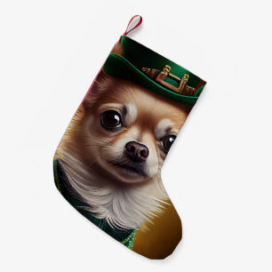 Chihuahua Dog in St. Patrick's Day Dress Small Christmas Stocking