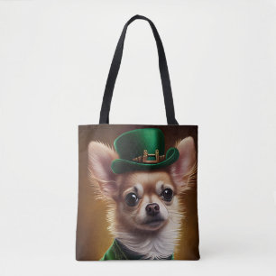 Chihuahua Dog in St. Patrick's Day Dress Tote Bag