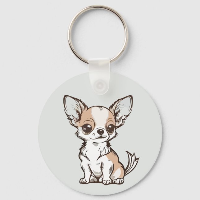 Chihuahua Dog  Key Ring (Front)