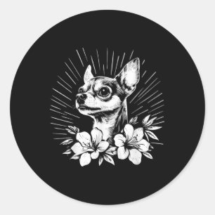 Chihuahua Dog Lover Retro Style Tattoo _1  Classic Round Sticker
