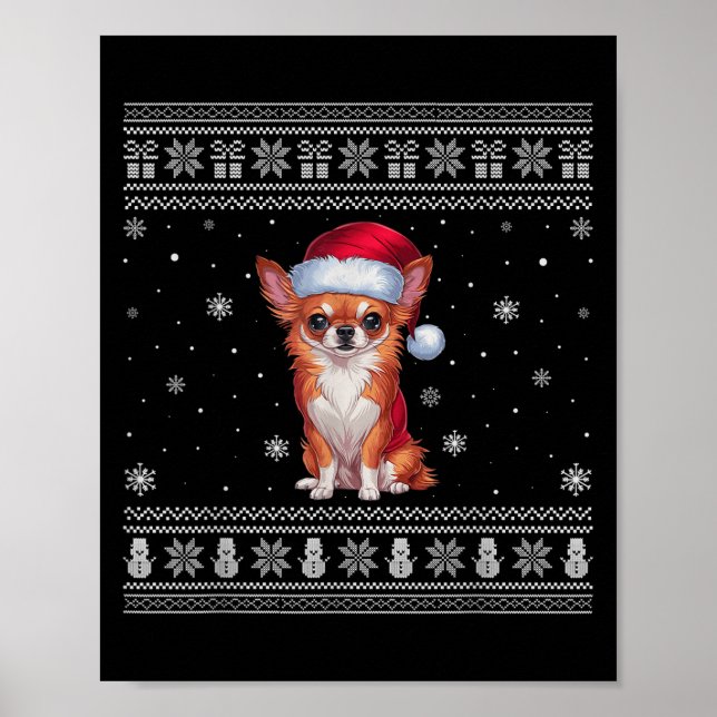 Chihuahua Dog Lovers Men Women Santa Ugly Xmas Swe Poster (Front)