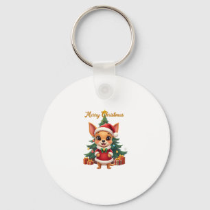 Chihuahua Dog Merry Christmas Key Ring
