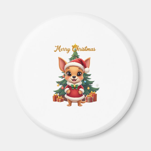 Chihuahua Dog Merry Christmas Magnet (Front)