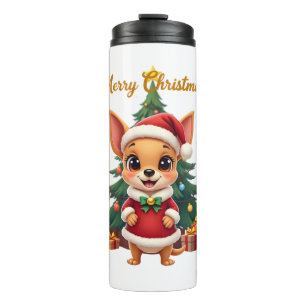 Chihuahua Dog Merry Christmas Thermal Tumbler