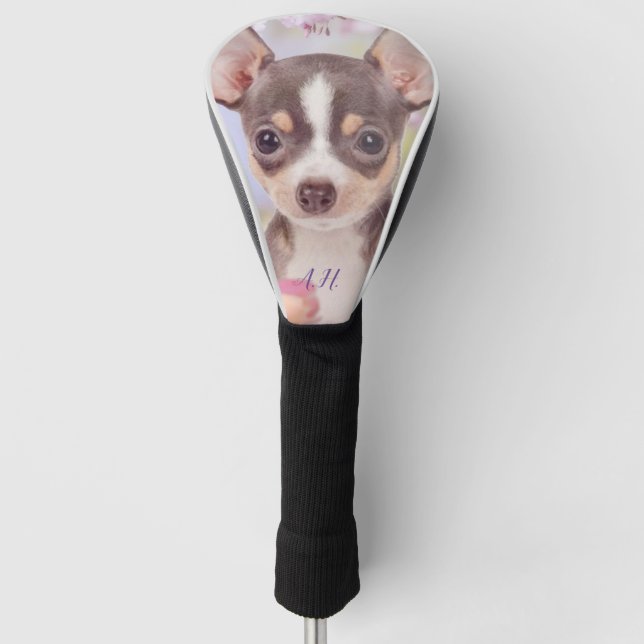 Chihuahua dog monogrammed golf head cover (Front)