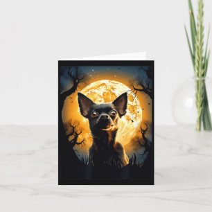 Chihuahua Dog Moon Silhouette Halloween Funny Evil Card