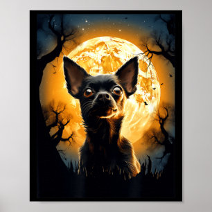 Chihuahua Dog Moon Silhouette Halloween Funny Evil Poster