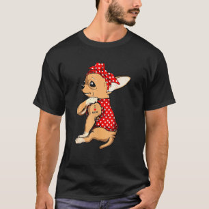 Chihuahua Dog Mum Bandanna Cute I Love Mum Tattoo  T-Shirt