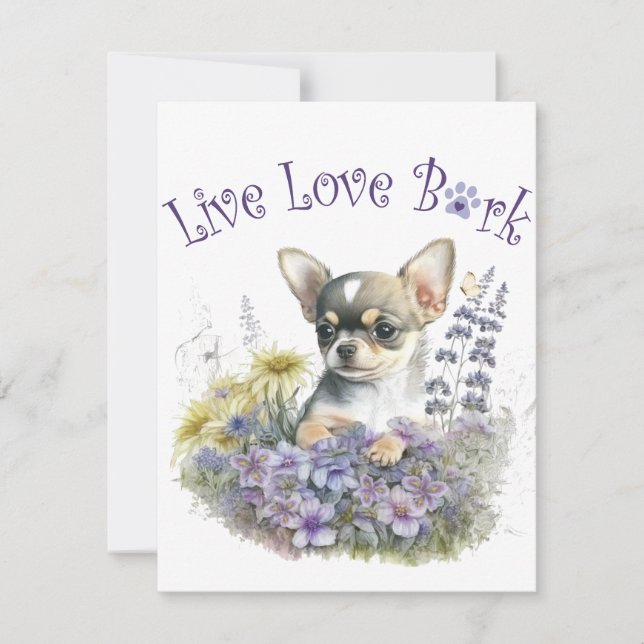 Chihuahua Dog Mum Floral Card (Front)