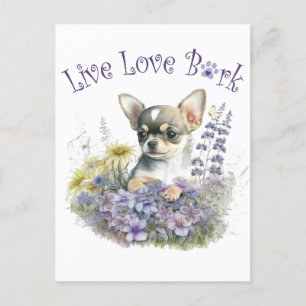 Chihuahua Dog Mum Floral Postcard