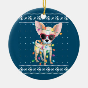Chihuahua Dog Mum Women Christmas Ugly Sweater Ceramic Ornament