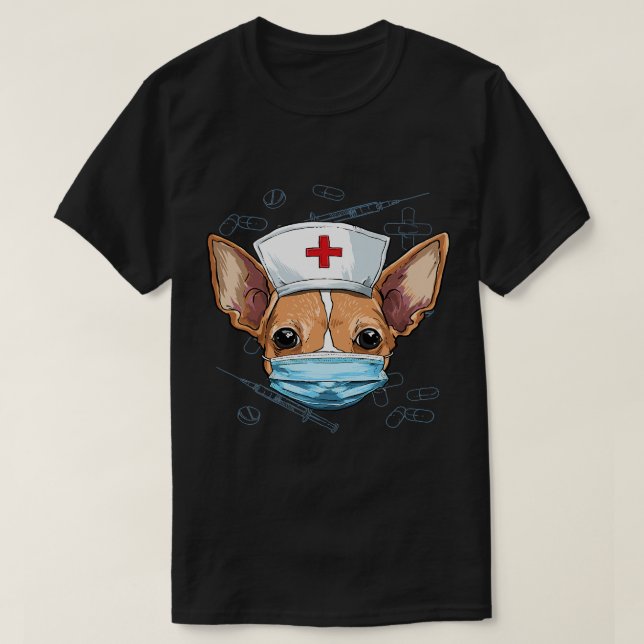 Chihuahua Dog Nurse RN Nursing School Graduation  T-Shirt (Design Front)
