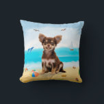 Chihuahua Dog on Beach Cushion<br><div class="desc">Cute dog sitting on beach is a perfect gift idea for someone who love this dog breed.</div>