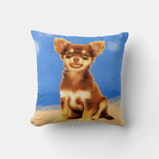Chihuahua Dog On Beach Cushion (Front)