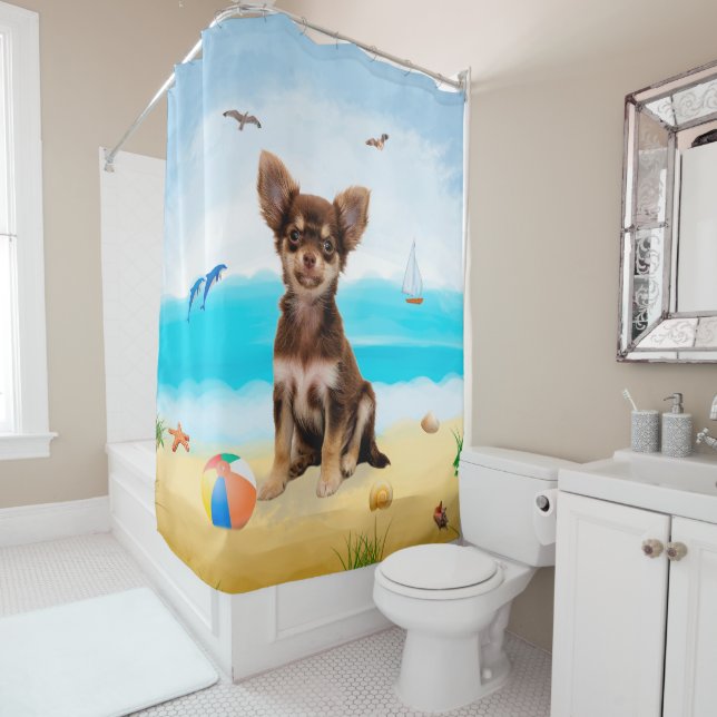 Chihuahua Dog on Beach Shower Curtain (In Situ)