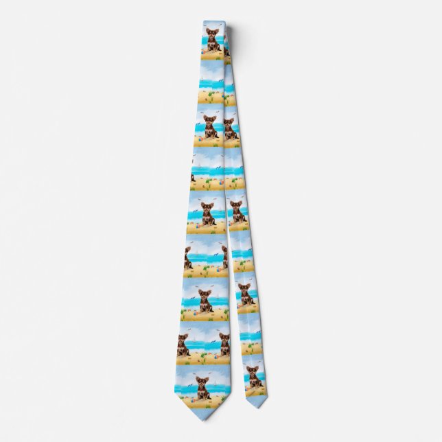 Chihuahua Dog on Beach Tie (Front)