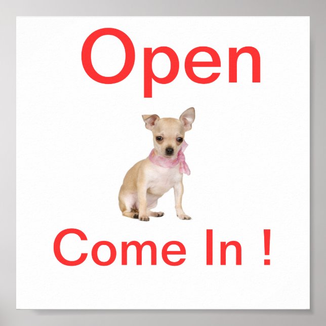 Chihuahua Dog Open Sign (Front)