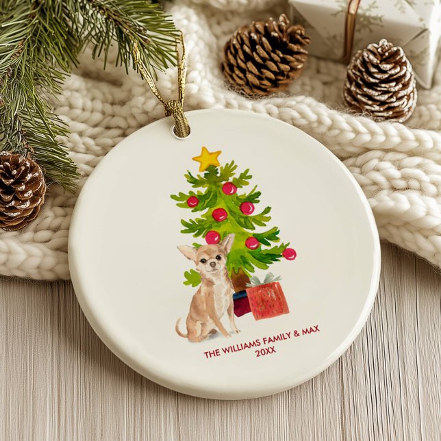 Chihuahua Dog Personalised Christmas Ceramic Ornament (Creator Uploaded)