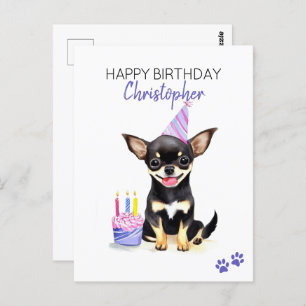 Chihuahua Dog Personalised Happy Birthday  Postcard