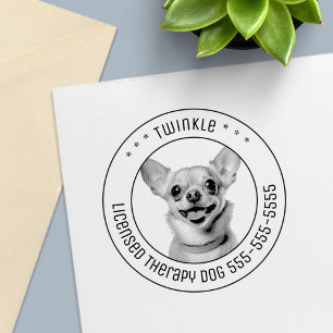Chihuahua Dog Pet Photo Round Self-inking Stamp