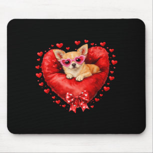 Chihuahua Dog Red Balloon Heart Valentine Love Cut Mouse Pad