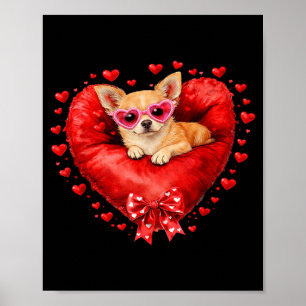 Chihuahua Dog Red Balloon Heart Valentine Love Cut Poster