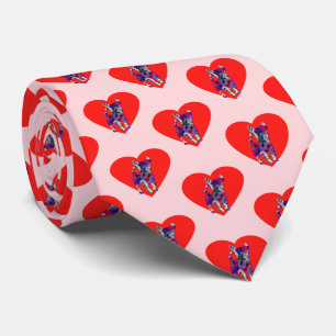 Chihuahua Dog Red Valentine’s Day Heart Pink Neck Tie