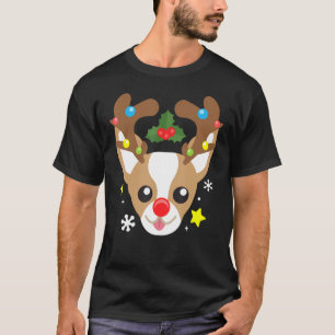 Chihuahua Dog Reindeer Funny Cute Dog Mum Dad Chri T-Shirt
