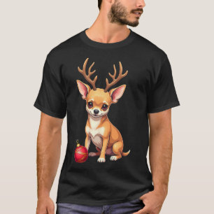 Chihuahua Dog Reindeer Xmas Dog Lover Funny Family T-Shirt