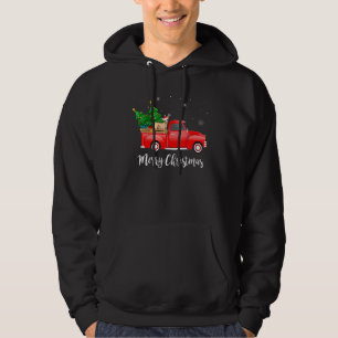 Chihuahua Dog Riding Red Truck Christmas Hoodie