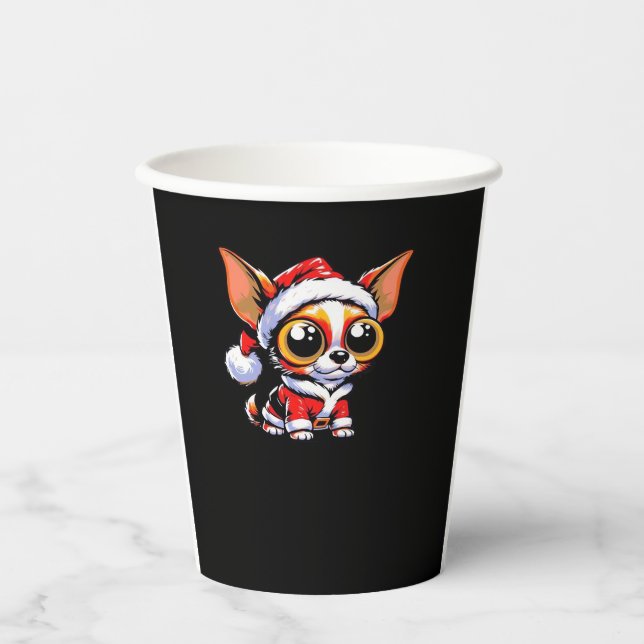 Chihuahua Dog Santa Classic T-Shirt Paper Cups (Front)
