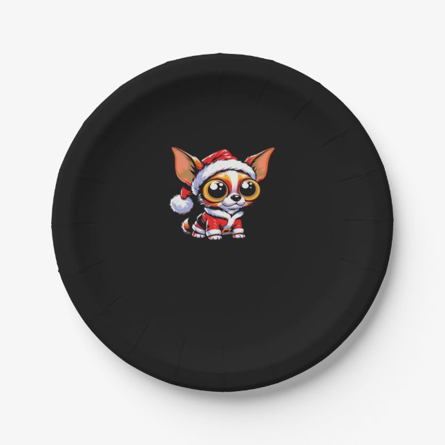Chihuahua Dog Santa Classic T-Shirt Paper Plate (Front)