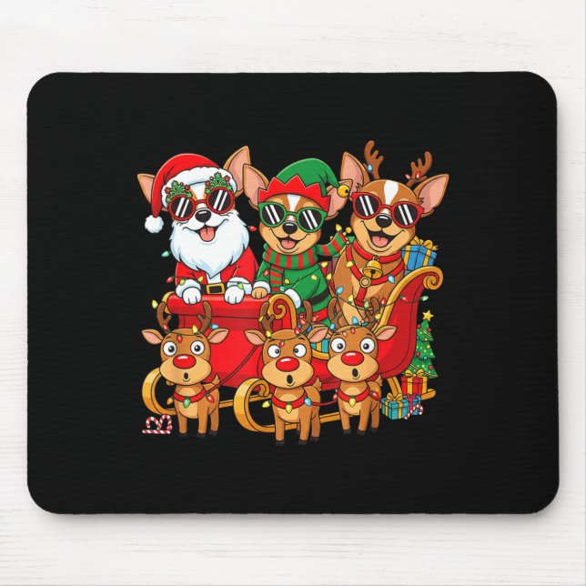 Chihuahua Dog Santa Reindeer Elf Christmas Womens  Mouse Pad (Front)