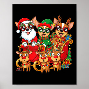 Chihuahua Dog Santa Reindeer Elf Christmas Womens Poster