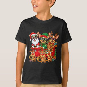 Chihuahua Dog Santa Reindeer Elf Christmas Womens T-Shirt