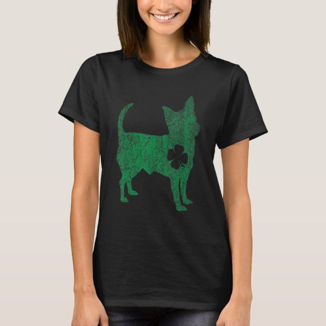Chihuahua Dog Shamrock St Patrick's Day Saint Padd T-Shirt (Front)