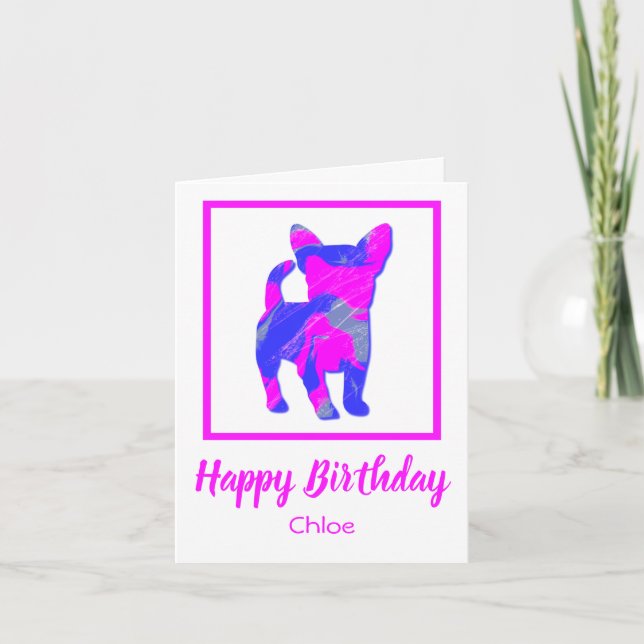 Chihuahua Dog Silhouette Funny Birthday Card (Front)
