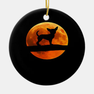 Chihuahua Dog Silhouette Moon chiwawa lover Classi Ceramic Ornament